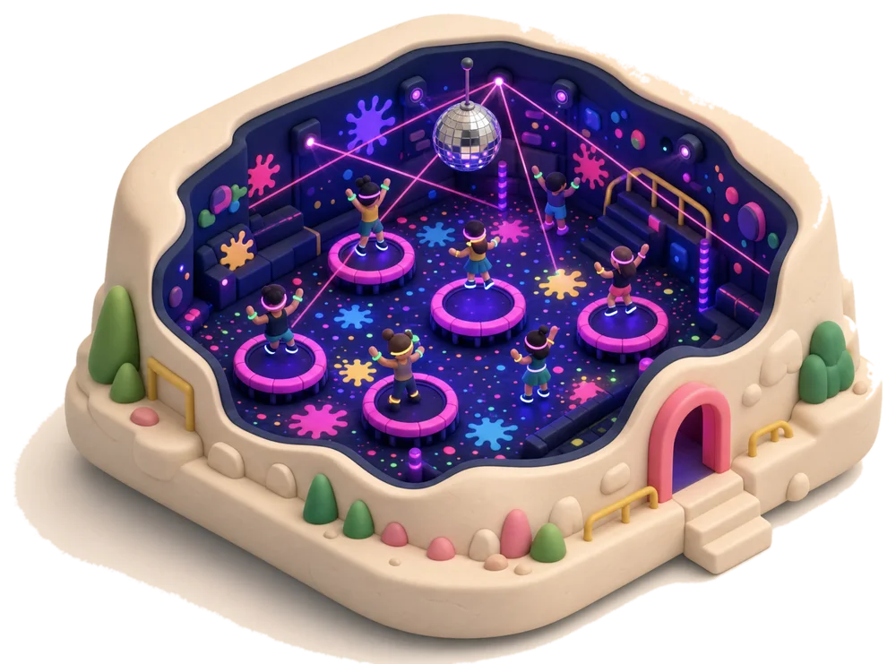 Clay model of the Glow Nights UV room