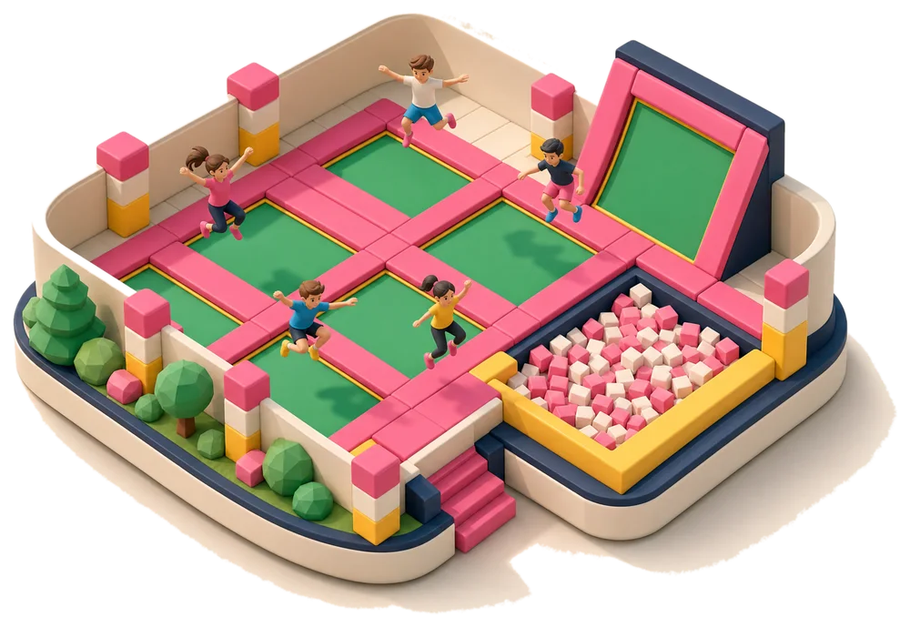 Clay model of the trampoline courts